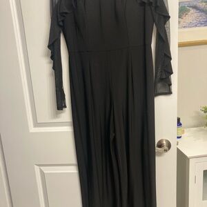 R&M Richards Black Ruffled Jumpsuit